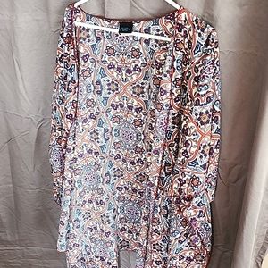 Rue+ One Size blue, burgundy, & orange  kimono